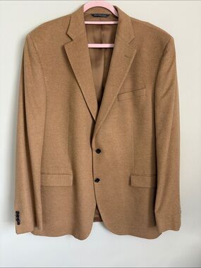 LORO PIANA 100% Cashmere Camel Luxury Minimalist Blazer Sports Coat 46L